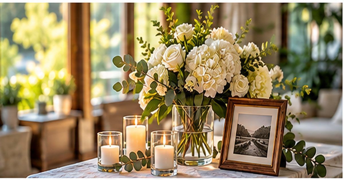 Candles and framed photograph at a memorial gathering in Long Beach, CA