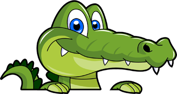 a cartoonish crocodile from the croc bus