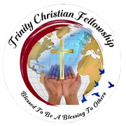 Trinity christian fellowship logo with hands holding a cross