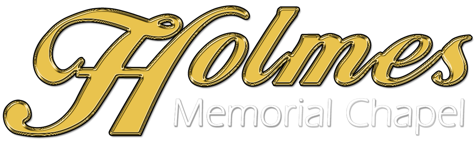 Holmes Memorial Chapel Logo with white text for Memorial Chapel in footer
