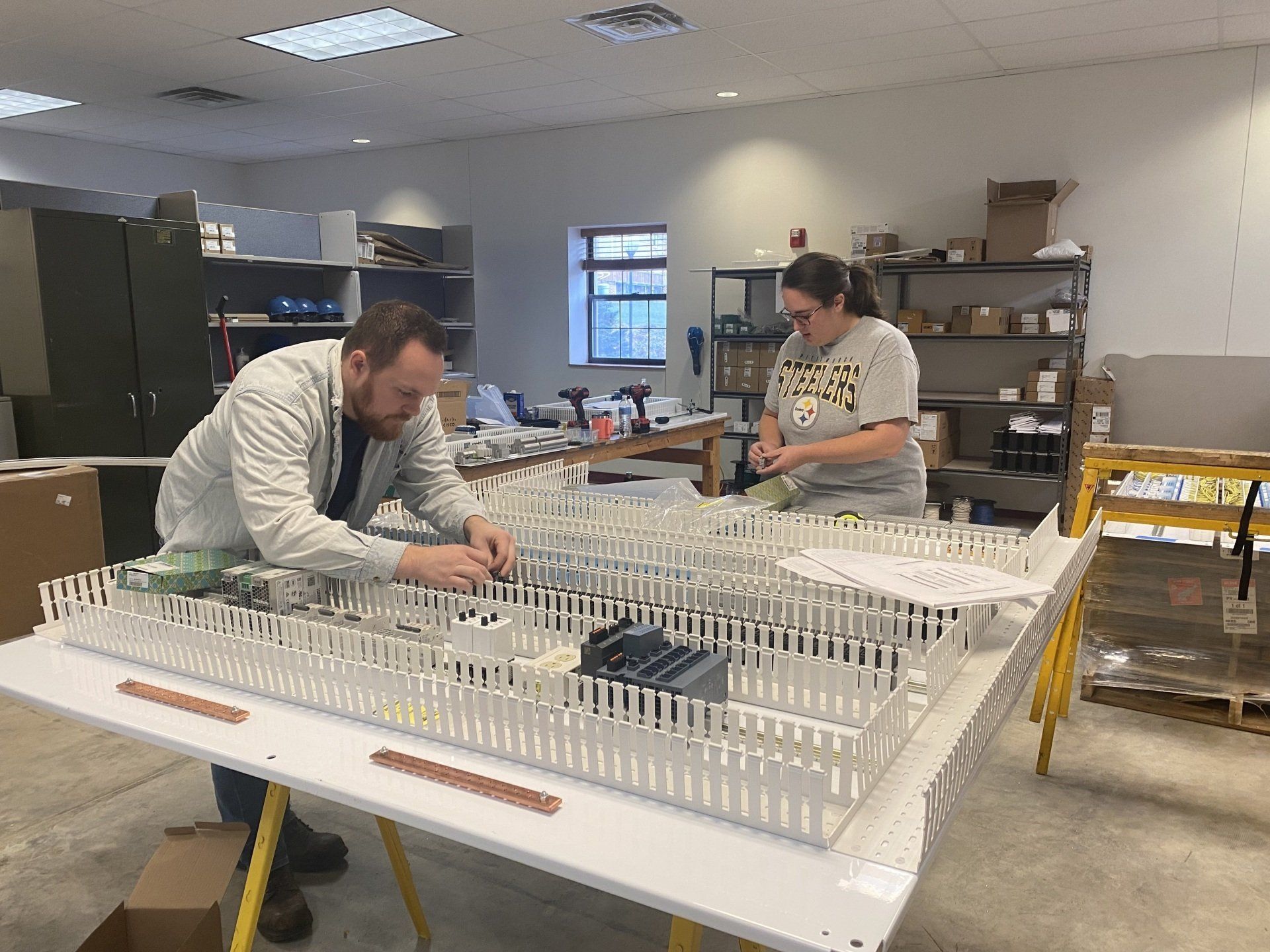 Panel Shop Technicians connecting wires