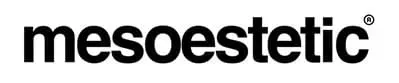 Logo de « mesoestetic » en caractères gras noirs, avec le symbole d'une marque déposée.
