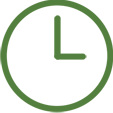 Green clock showing 3:00.