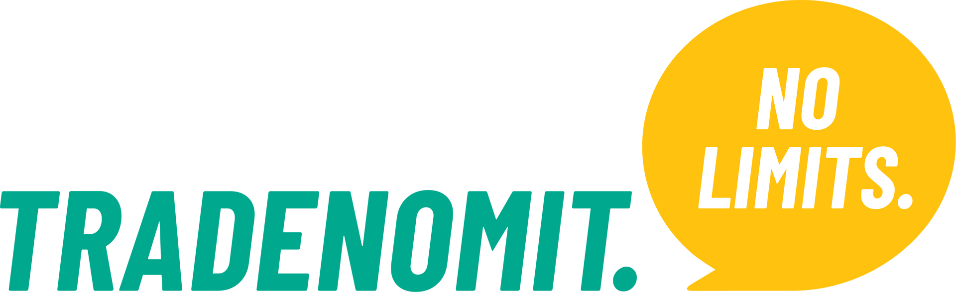 A logo for tradenomit that says no limits