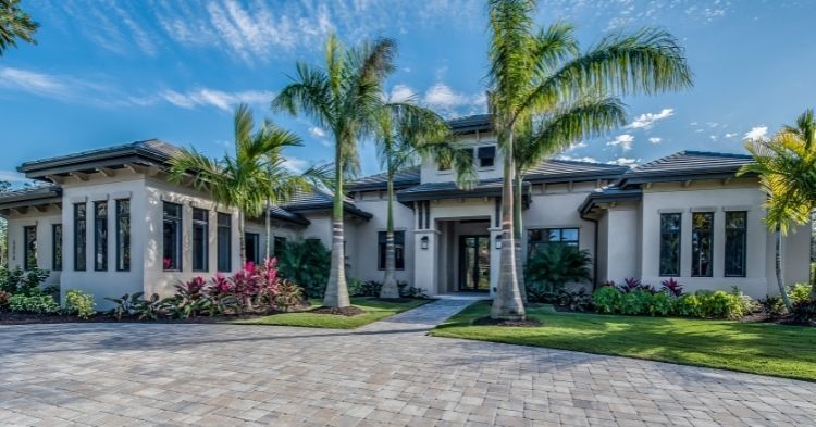 rental home and palm trees