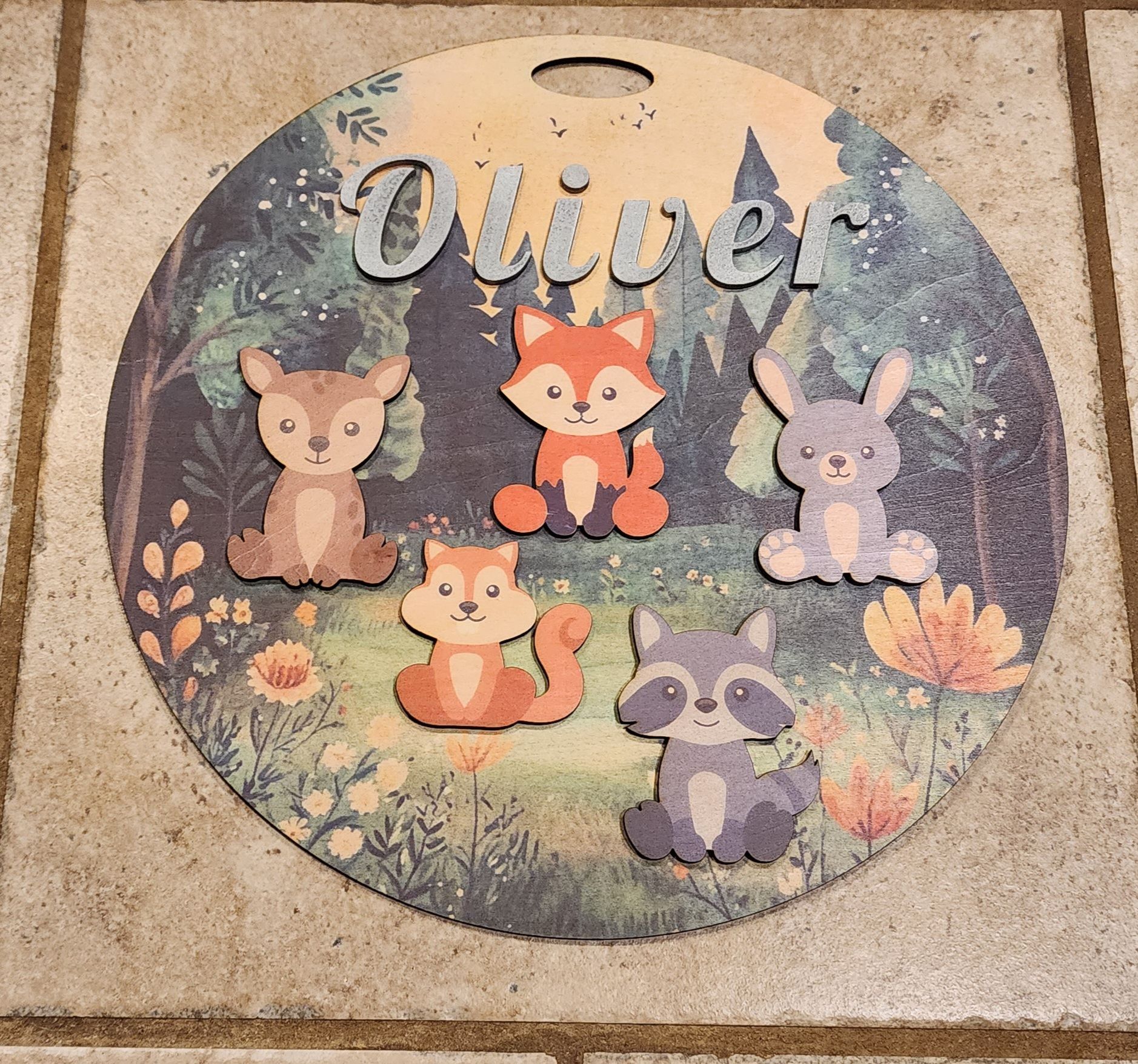 Round wooden sign with 