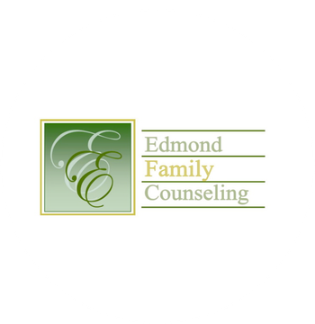 Edmond Family Counseling logo with green monogram and gold text on white background