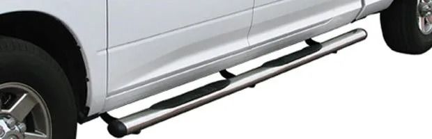 Silver SUV with black side step bars and chrome running boards visible along the lower side.