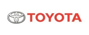 Toyota logo with gray emblem and red wordmark on a white background
