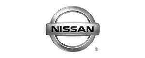 Nissan logo in silver and black on a white background