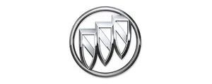 Buick logo in silver and black with three shield shapes in a circular emblem