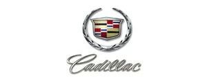 Cadillac logo with crest emblem above cursive wordmark on a white background
