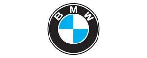 BMW logo with black circular ring and blue-and-white quartered center on white background