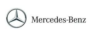 Mercedes-Benz logo with silver three-pointed star and black text on white background