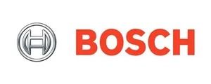 Bosch logo with silver circular emblem and red wordmark on white background