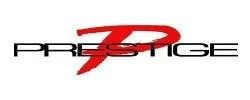 Prestige logo in black and red stylized text on a white background