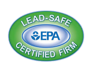 Lead-Safe EPA Certified Firm logo: Green oval with blue EPA logo and text.
