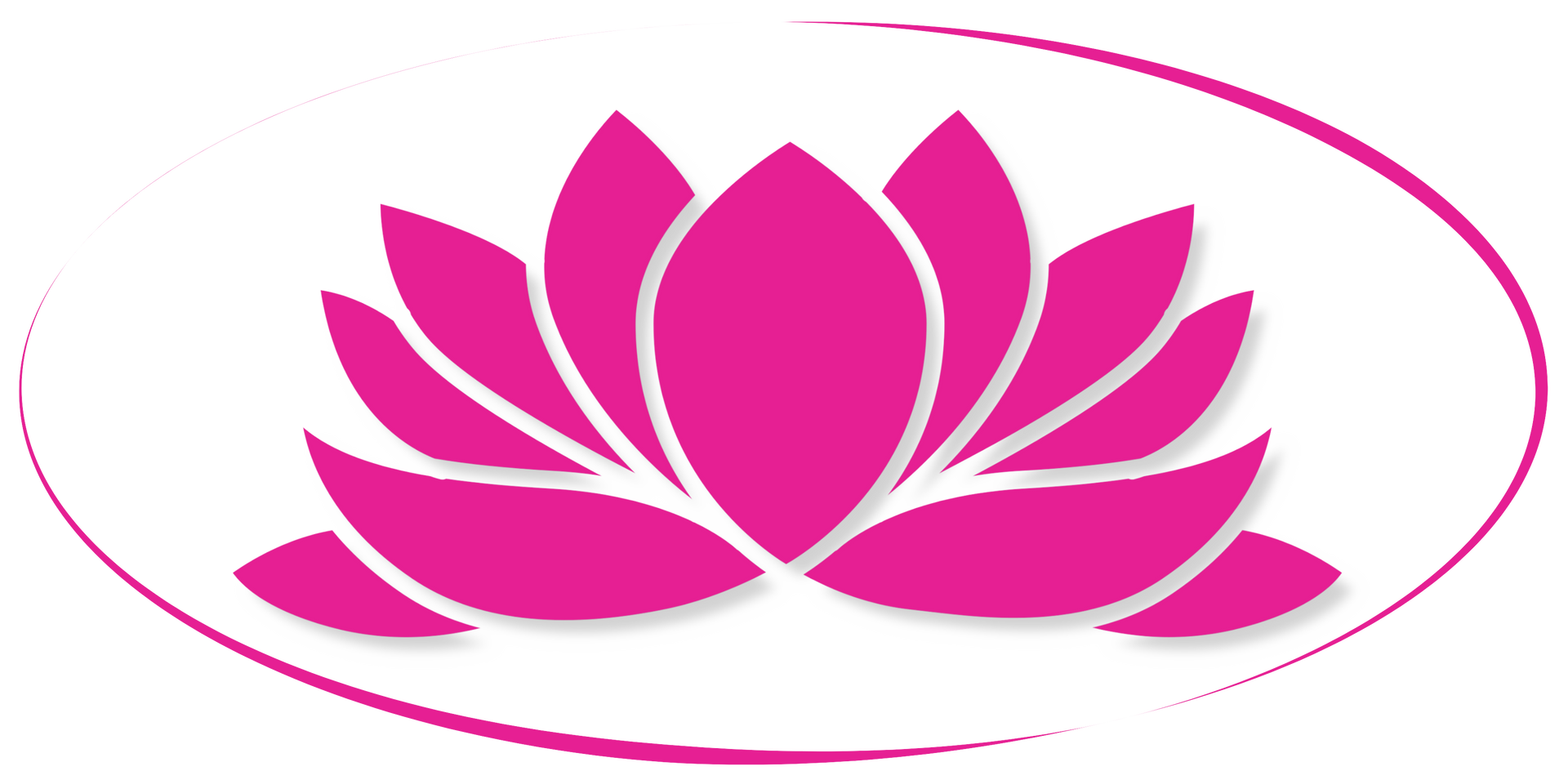 A pink lotus flower is in a circle on a white background.