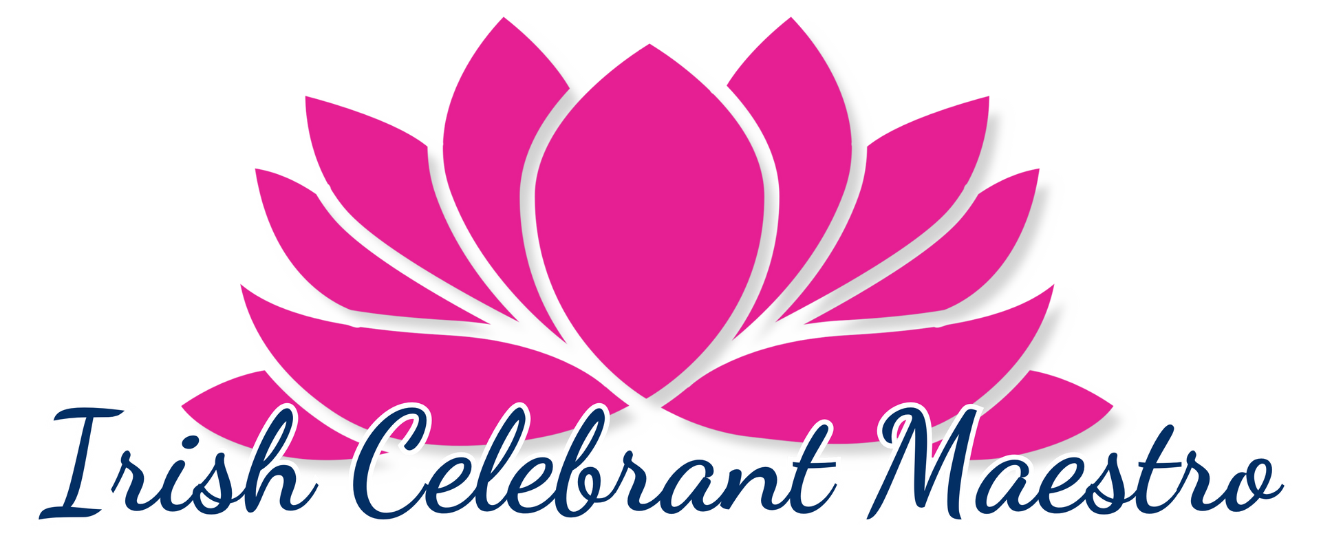 A pink lotus flower with the words `` irish celebrant maestro '' below it.