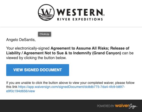 Waiver Completion — Western River Expeditions