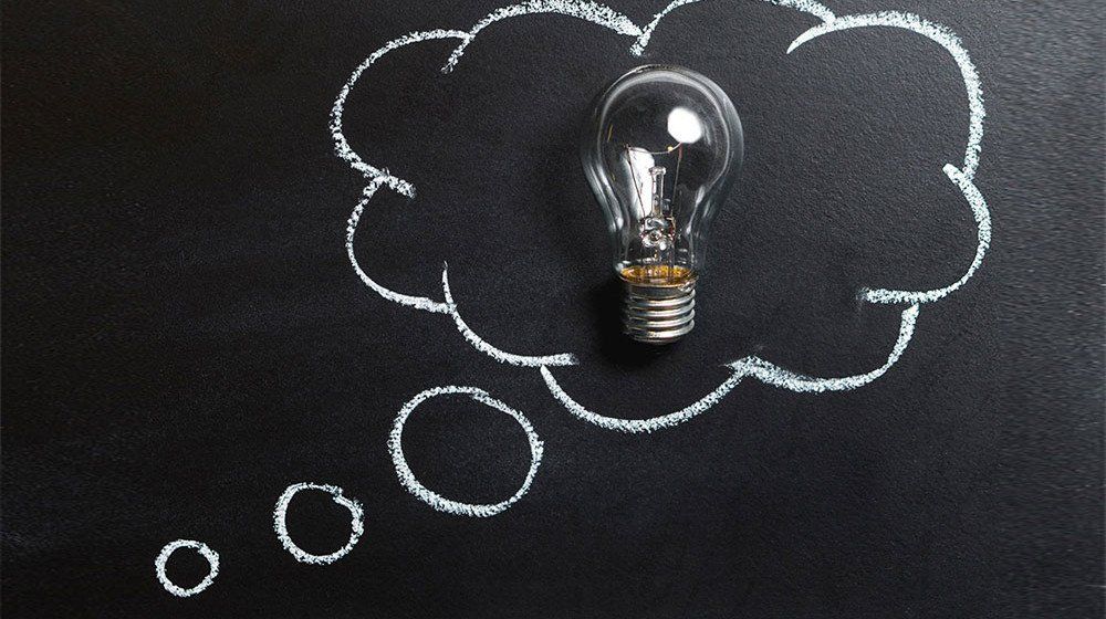 Lightbulb in a thought cloud