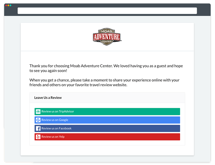 Email with links to create review