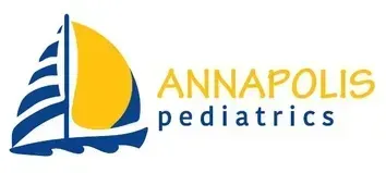 The logo for annapolis pediatrics has a sailboat on it