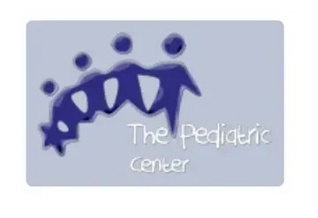 A logo for the pediatric center with a group of people holding hands