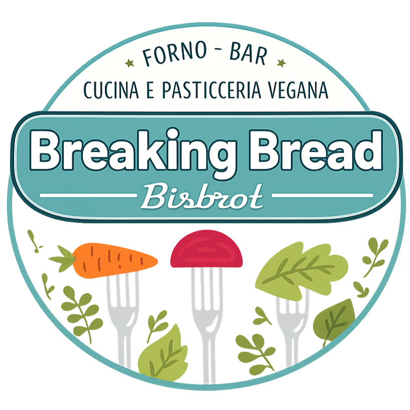 Logo rotondo di un panificio vegano con la scritta 