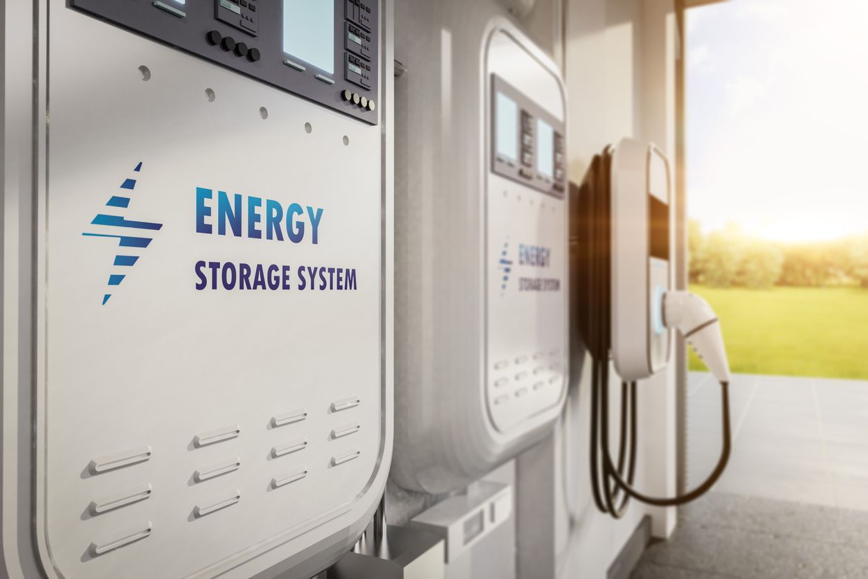 Energy-efficient EV charger and battery storage system in Dracut, MA.