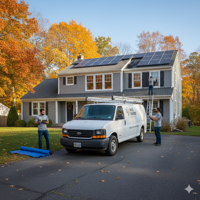 Dracut Solar team discussing solar project plans in Dracut, MA.