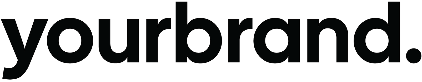Black lowercase “yourbrand.” logo with a blue dot over the i.