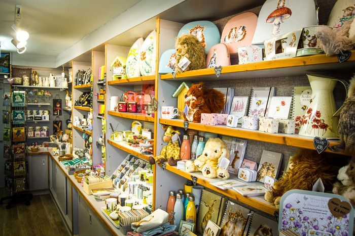 E-commerce products, including stuffed animals, drinking bottles, cards, notebooks, and more.