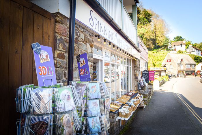 Different coloured notepads from Spinning Wheel gift shop, in Lynmouth.