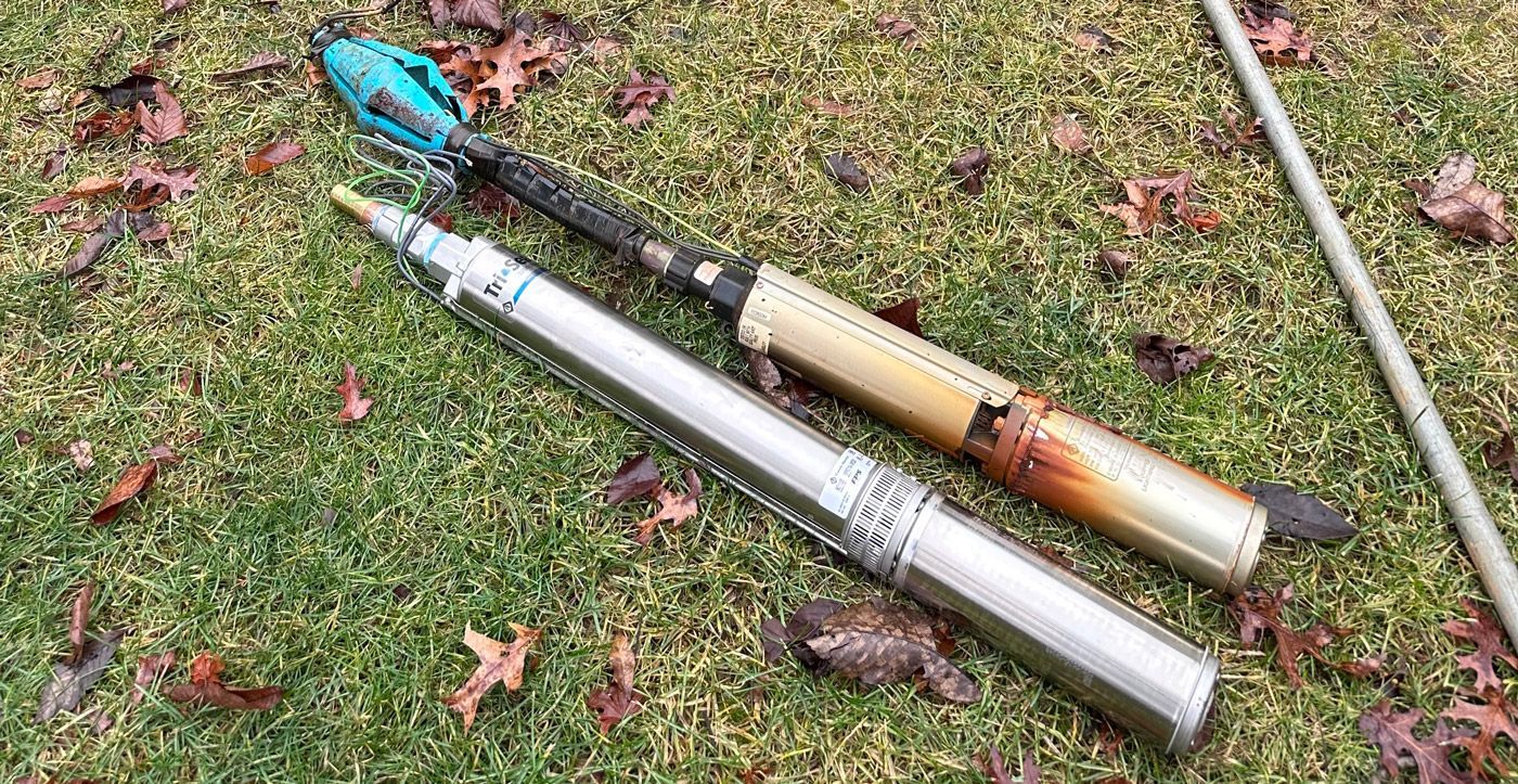 Three spent shotgun shells on grass, one blue, one silver, one rust-stained.