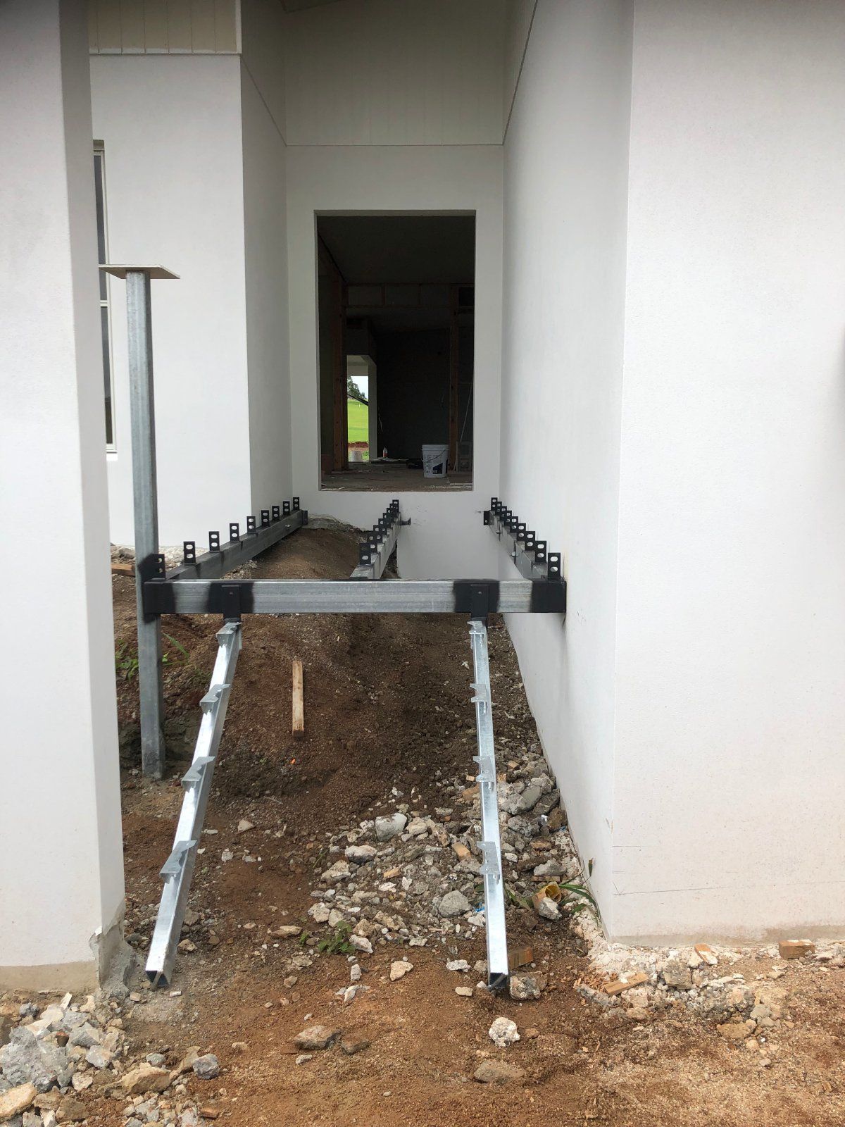 Construction Site With Metal Supports in Front of a Doorway — Australian Mobile Welding Pty Ltd in Atherton, QLD