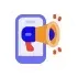 A cell phone with a megaphone coming out of it.