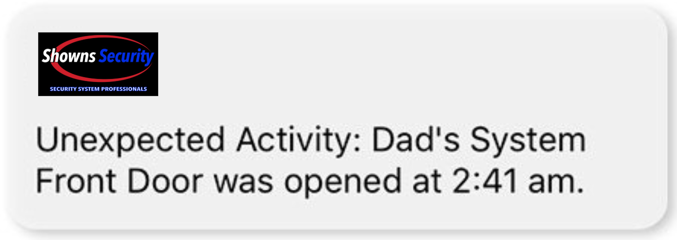 A message from shimas security says that the front door was opened at 2:41 am