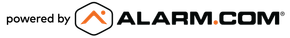 The logo for alarm.com is powered by alarm.com.