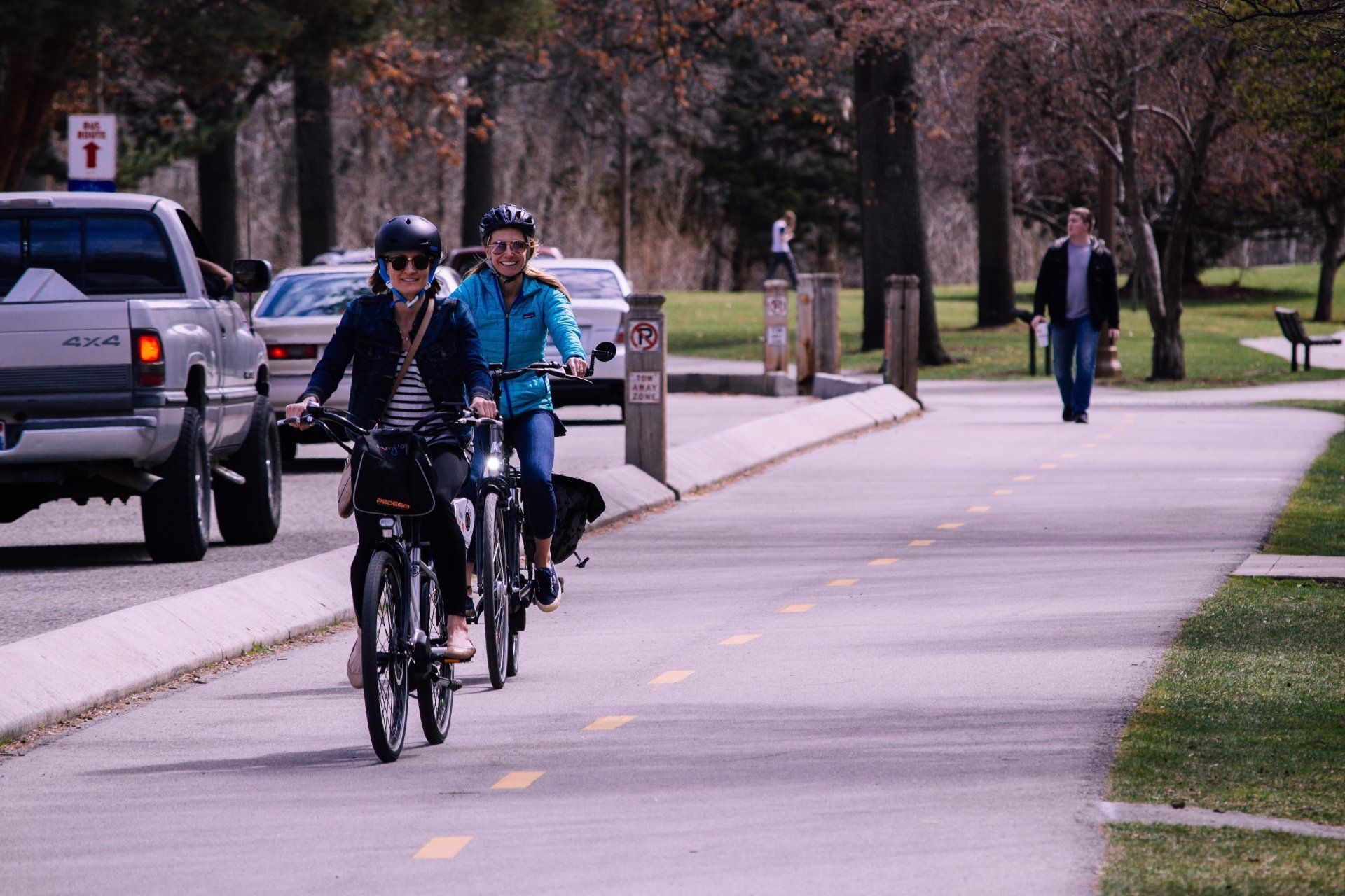 Women Enjoying Riding the Bicycle