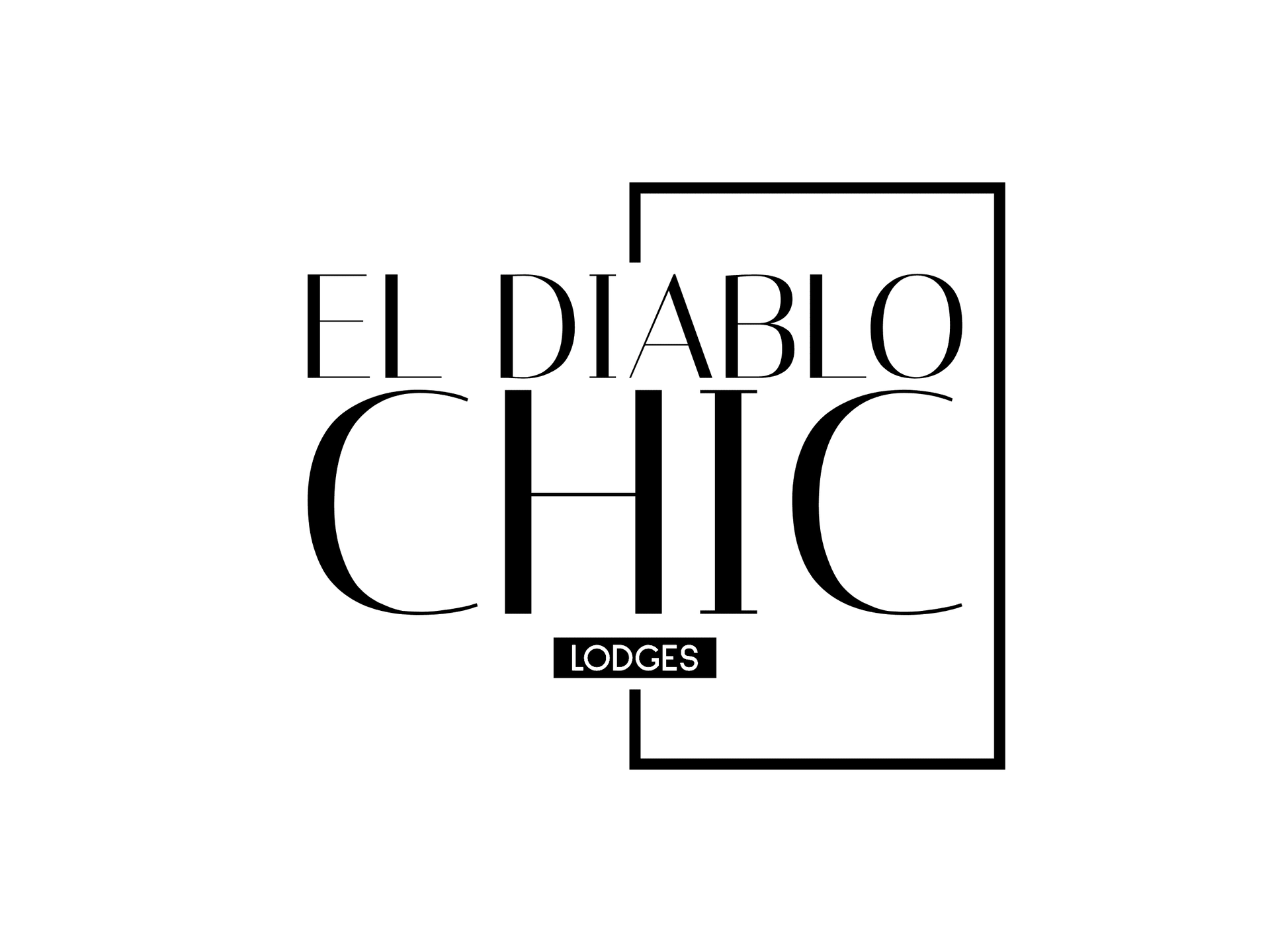 A black and white logo for el diablo chic lodges.