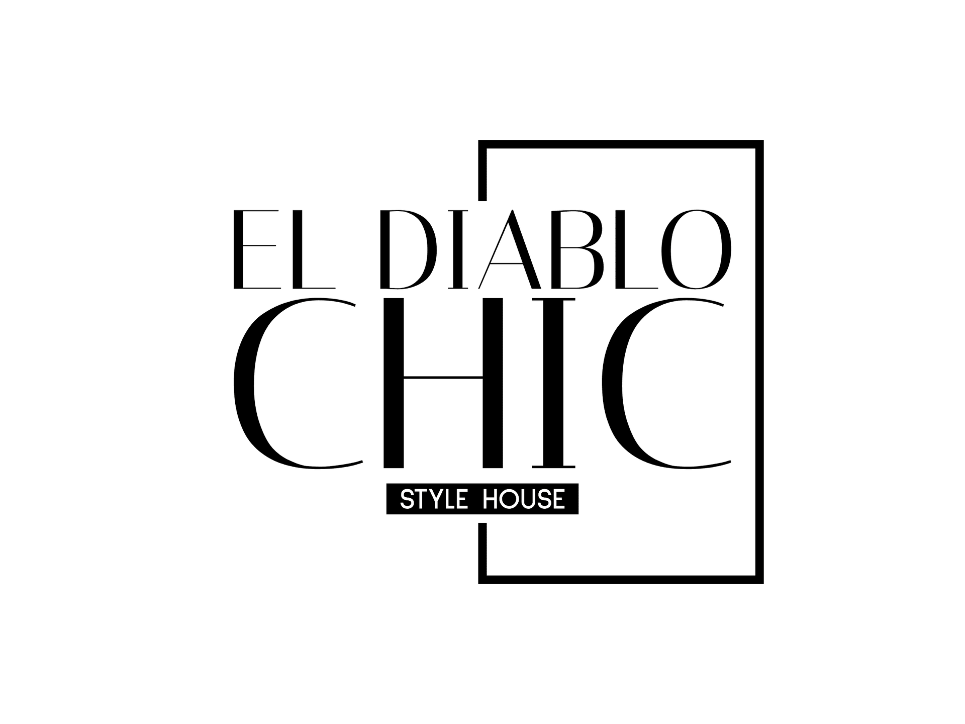A black and white logo for el diablo chic style house.