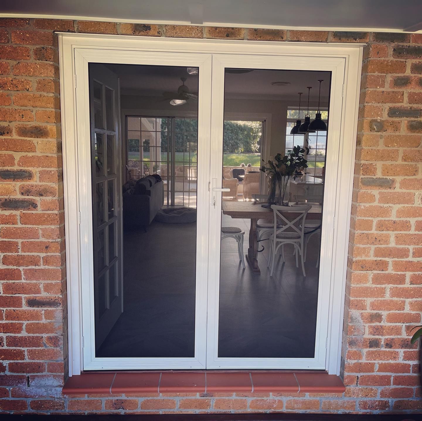 White-framed Double Screen Doors Installed — Suburban Security Screens in Currumbin, QLD