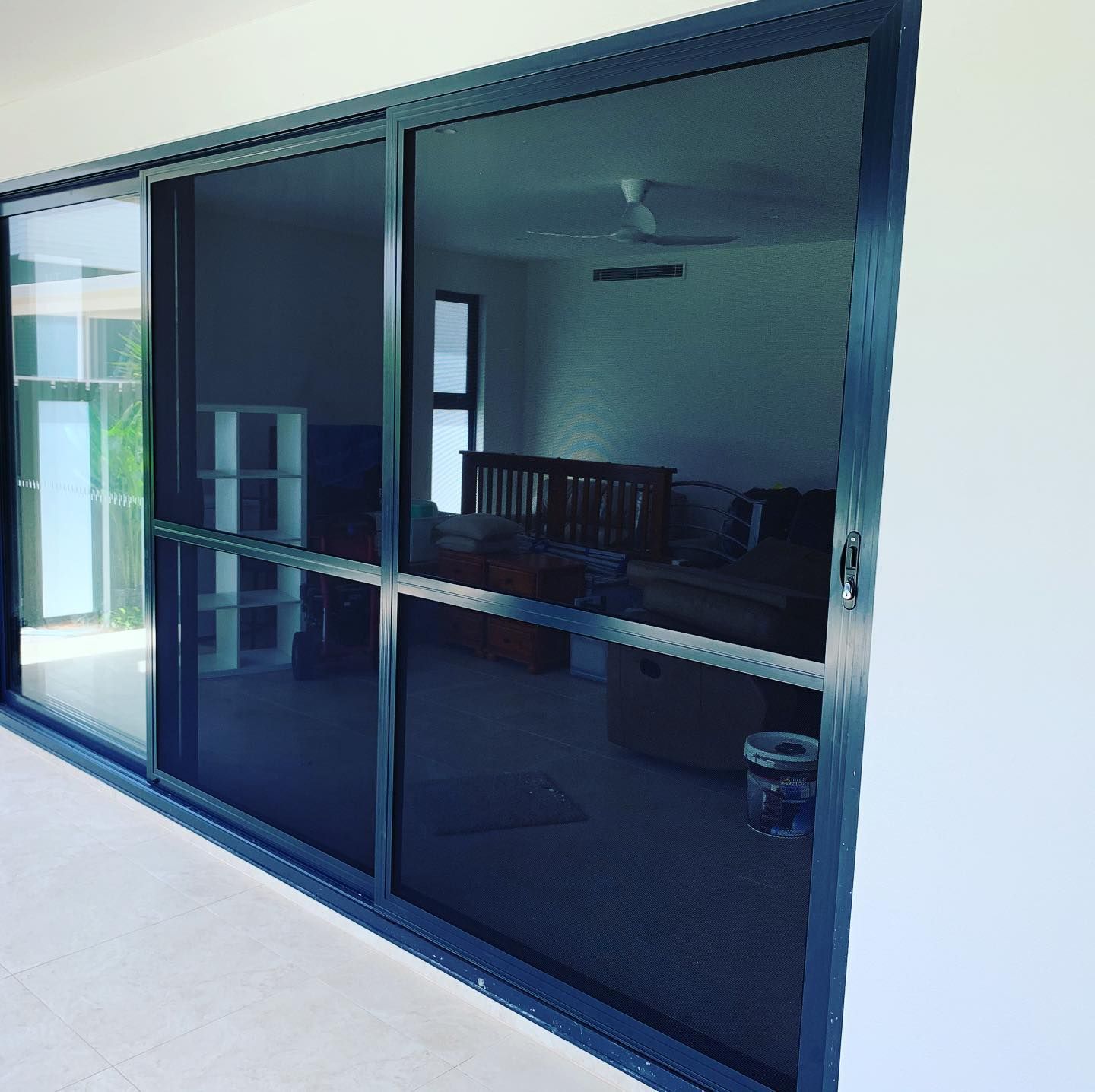 Set of Dark-framed Sliding Glass Doors — Suburban Security Screens in Currumbin, QLD