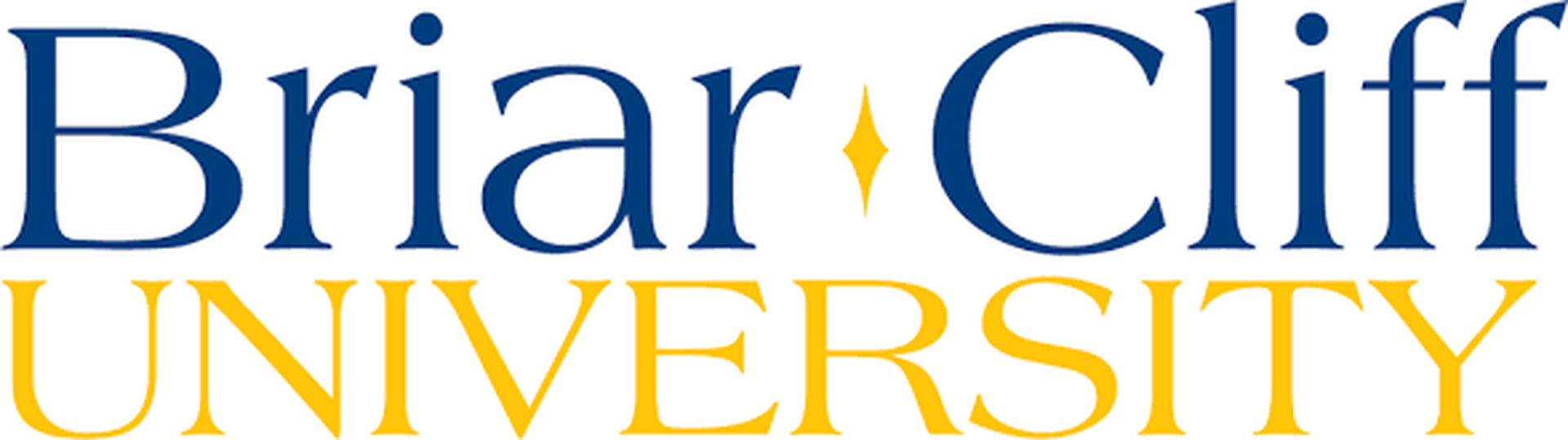 Briar Cliff University logo in blue and gold text with a gold star icon