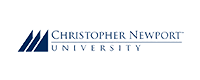 Christopher Newport University logo in navy blue and gold on a white background