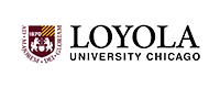 Loyola University Chicago logo with maroon shield and black text on a white background