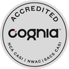 Accredited CogniA logo seal in black, white, and gray with circular text around the center