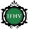 Green IFHV logo in a black ornate frame with white background