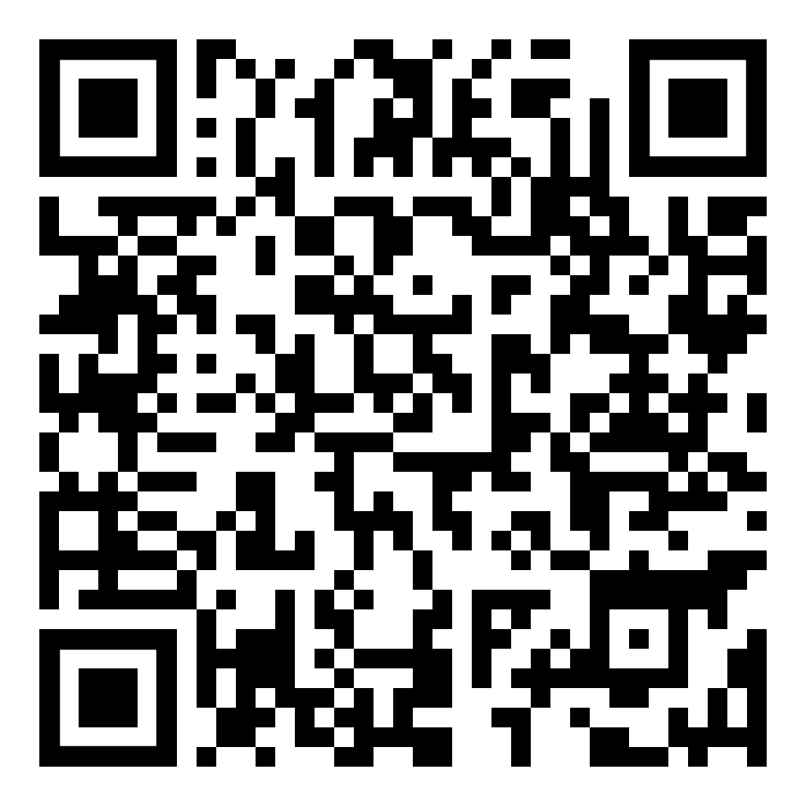 QR code with black and white squares.